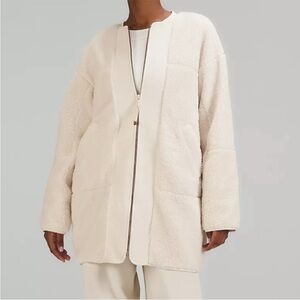Lululemon collarless textured fleece Sherpa like full zip jacket size 6 EUC
